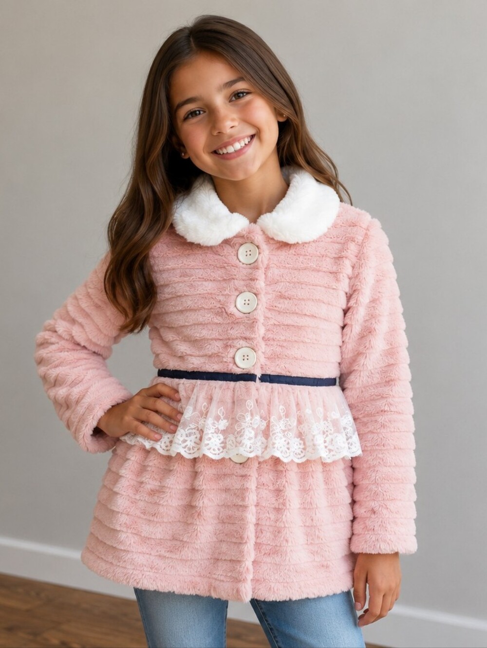 10-12 Girls Pink Dress Coat